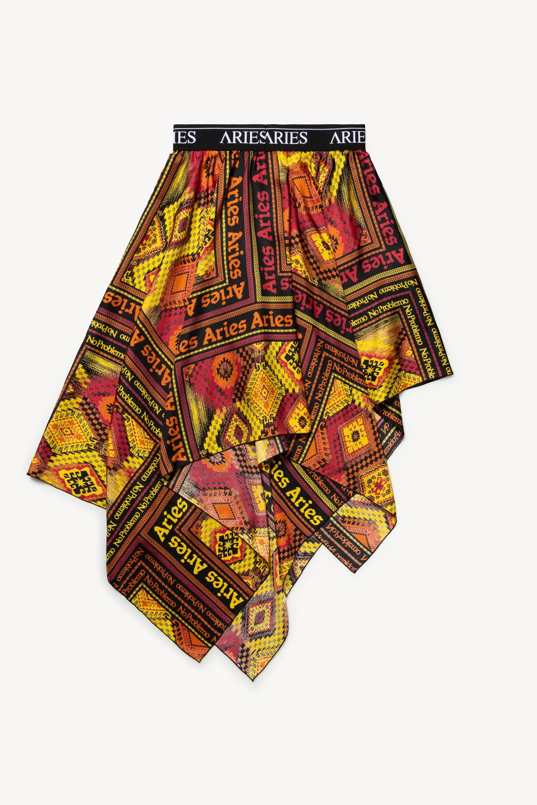 Handkerchief Silk Skirt with Scarf Print