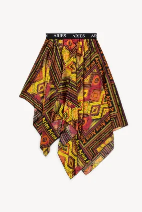 Handkerchief Silk Skirt with Scarf Print