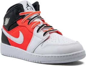 Jordan Kids Air Jordan 1 Mid SE White Infrared sneakers Black