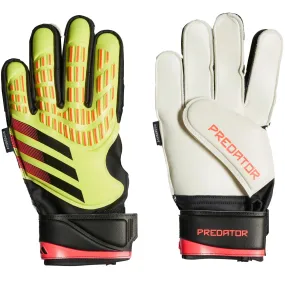 Kids Adidas Predator GL Match Fingersave Goalkeeper Gloves - Solar Yellow/Red.