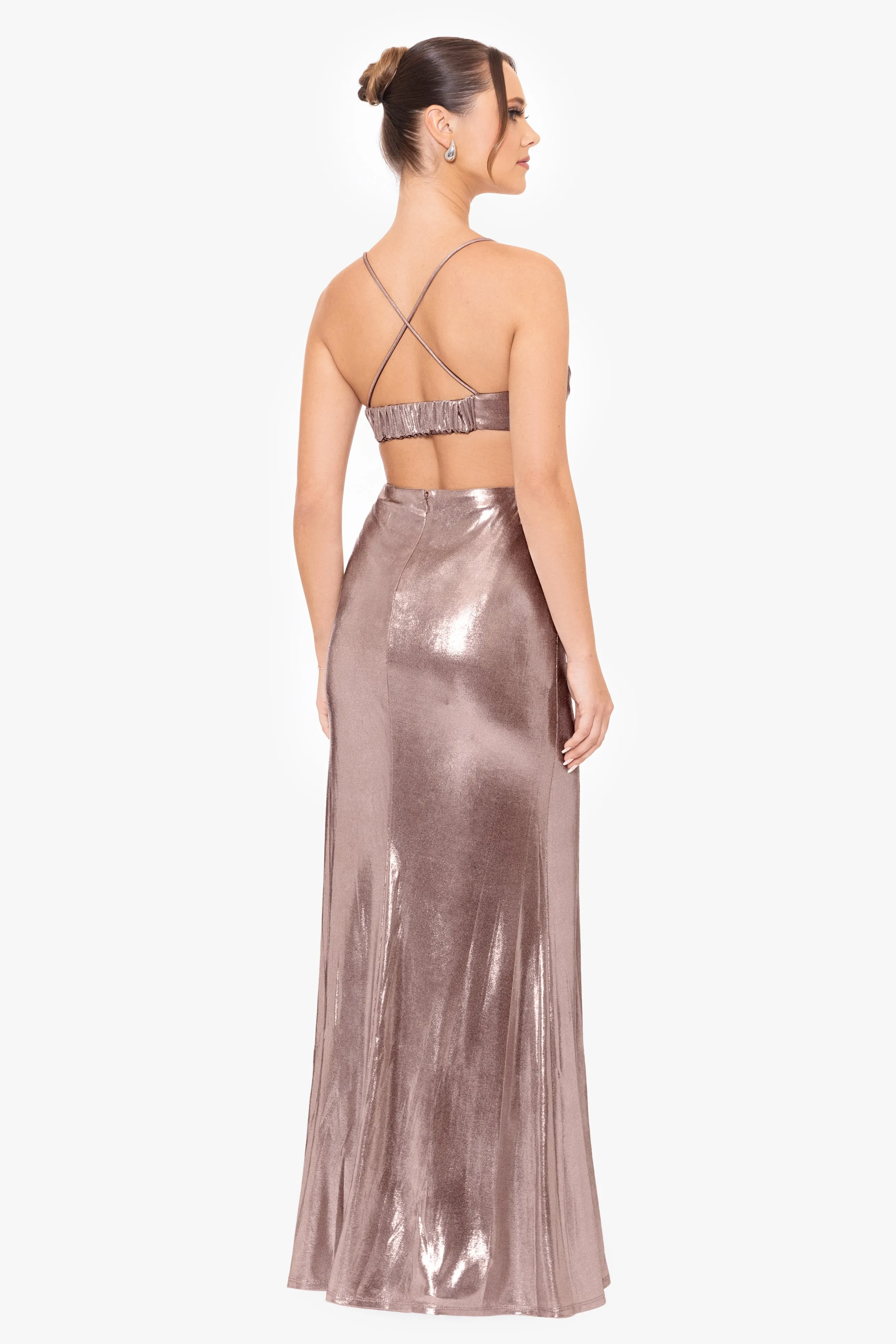 Livy backless metallic gown