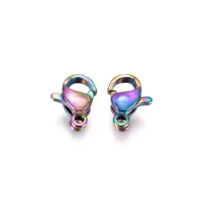 Lobster Claw Clasps, Rainbow Plated, 304 Stainless Steel, 10x7mm