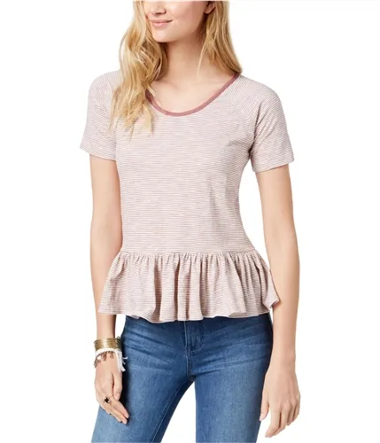 Lucky Brand Womens Striped Peplum Hem Basic T-Shirt