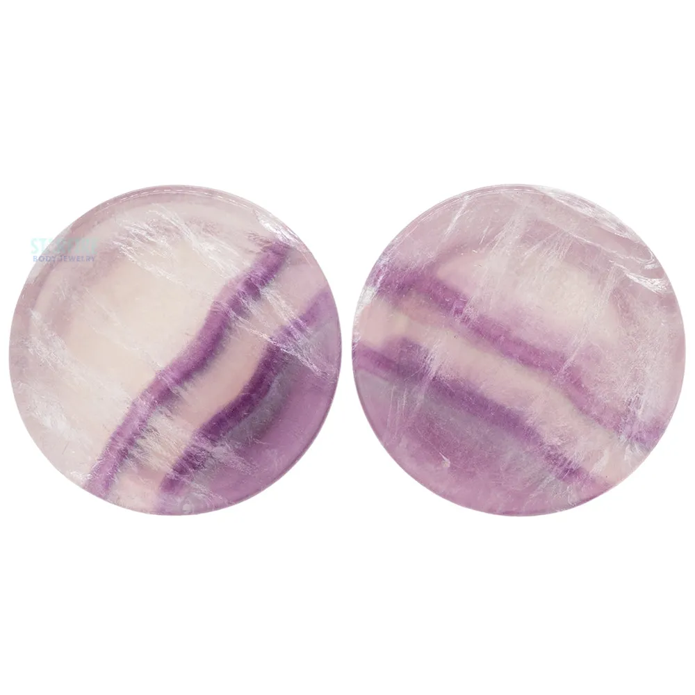 Mayan Style Stone Plugs - Rainbow Fluorite