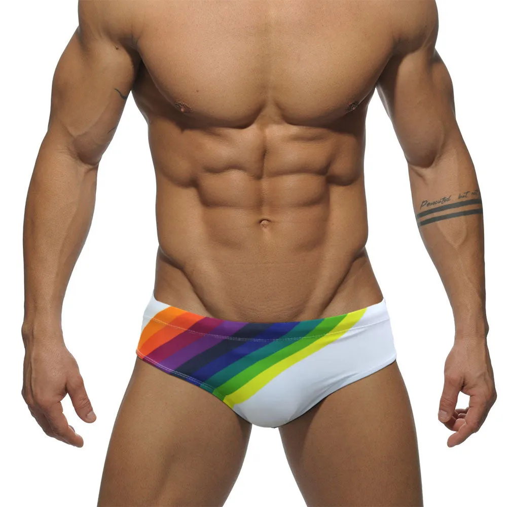 Men's Rainbow Sexy Polyester Swimming Push-Up Beach Surfing Briefs