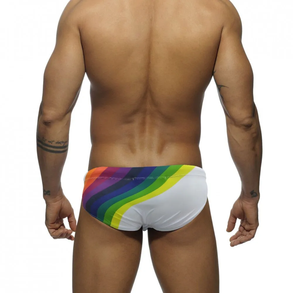 Men's Rainbow Sexy Polyester Swimming Push-Up Beach Surfing Briefs