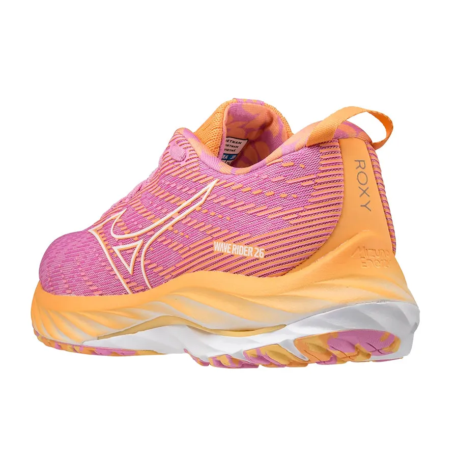 Mizuno Wave Rider 26 Pink Orange + ROXY Drawstring Backpack