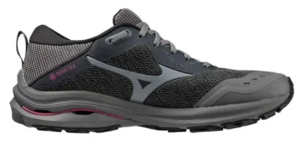 Mizuno Wave Rider GTX Women's Running Shoes - Black/Grey/Pink