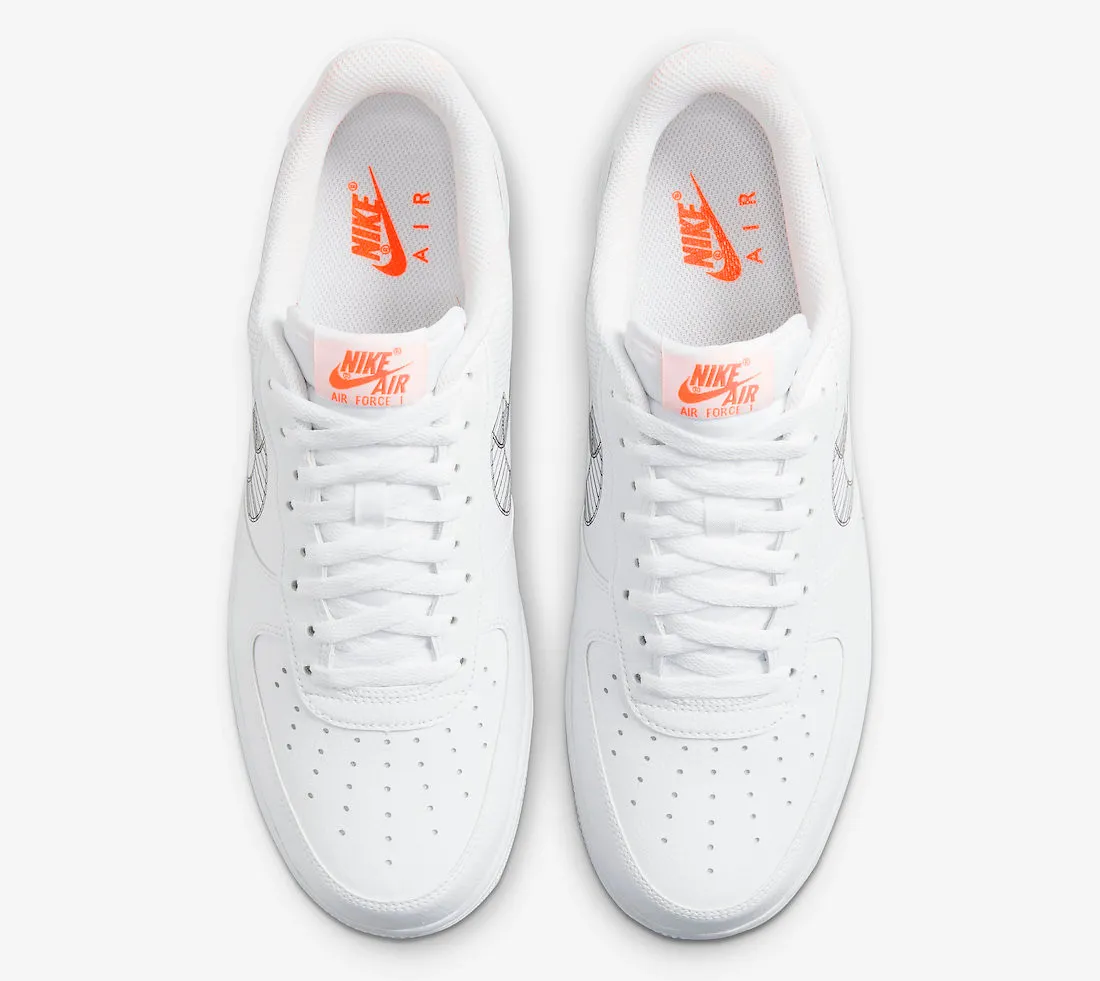 Nike Air Force 1 Low 3D Swoosh White Total Orange Pure Platinum Black DR0149-100