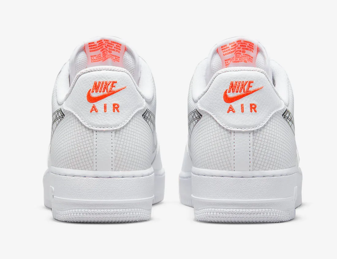 Nike Air Force 1 Low 3D Swoosh White Total Orange Pure Platinum Black DR0149-100