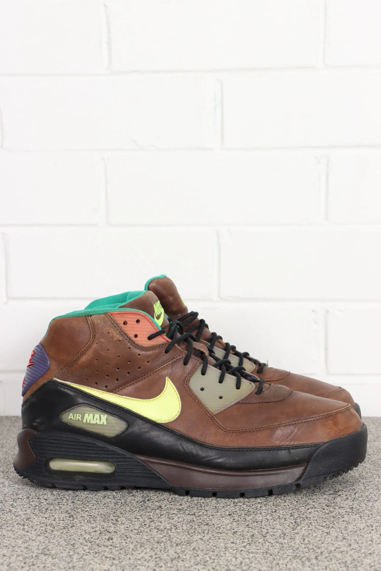 Nike Air Max 90 Brown Leather Sneaker Boots size 11.5