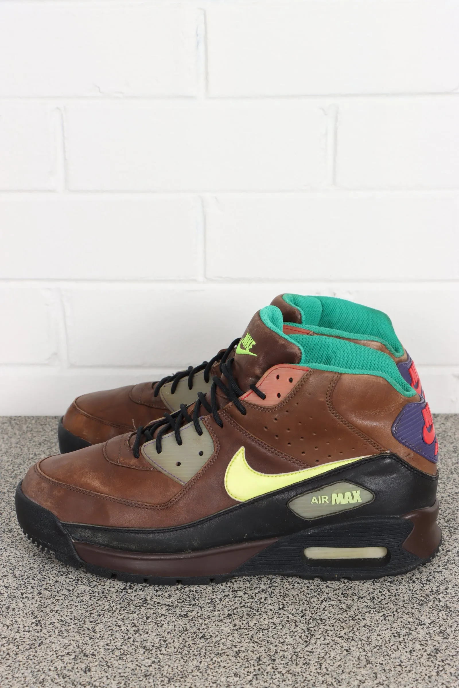 Nike Air Max 90 Brown Leather Sneaker Boots size 11.5