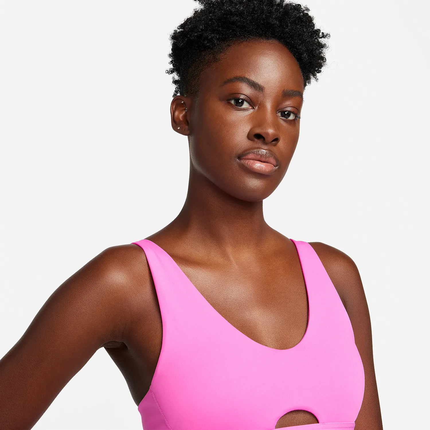 Nike Pro Indy Plunge Reggiseno Sportivo  Playful Pink/Alchemy Pink/White