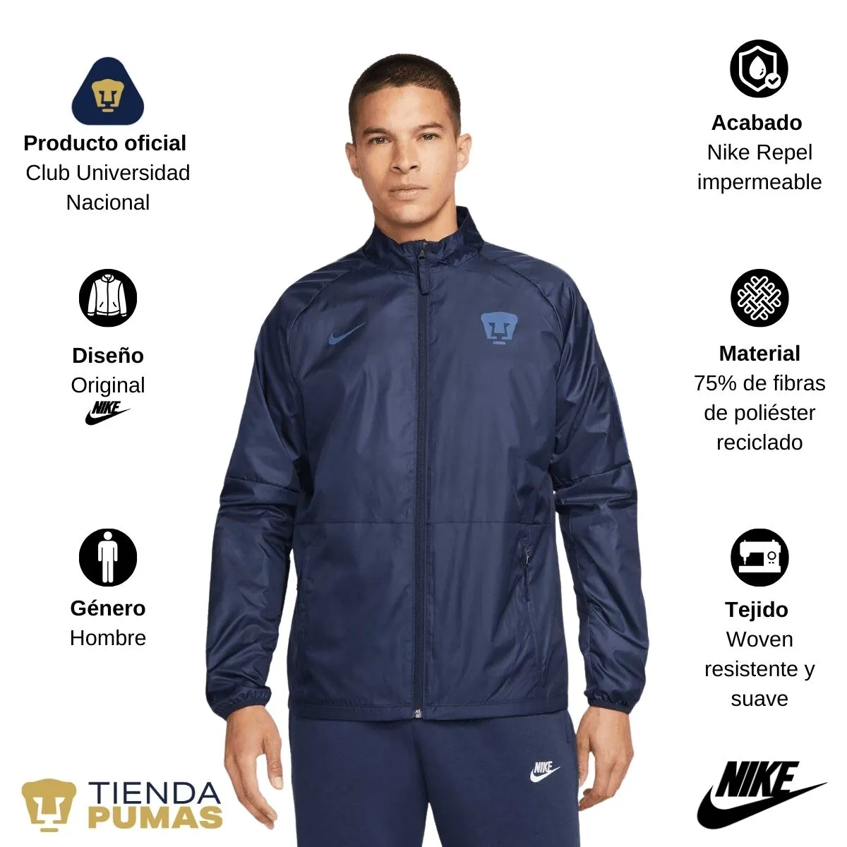 Nike Pumas UNAM men's football jacket, Repel Academy Awf.