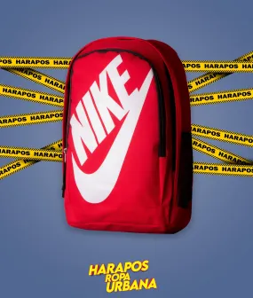 Nike red backpack with white letters