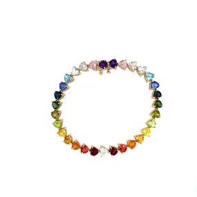 Ombré Rainbow Diamond Heart Tennis Bracelet