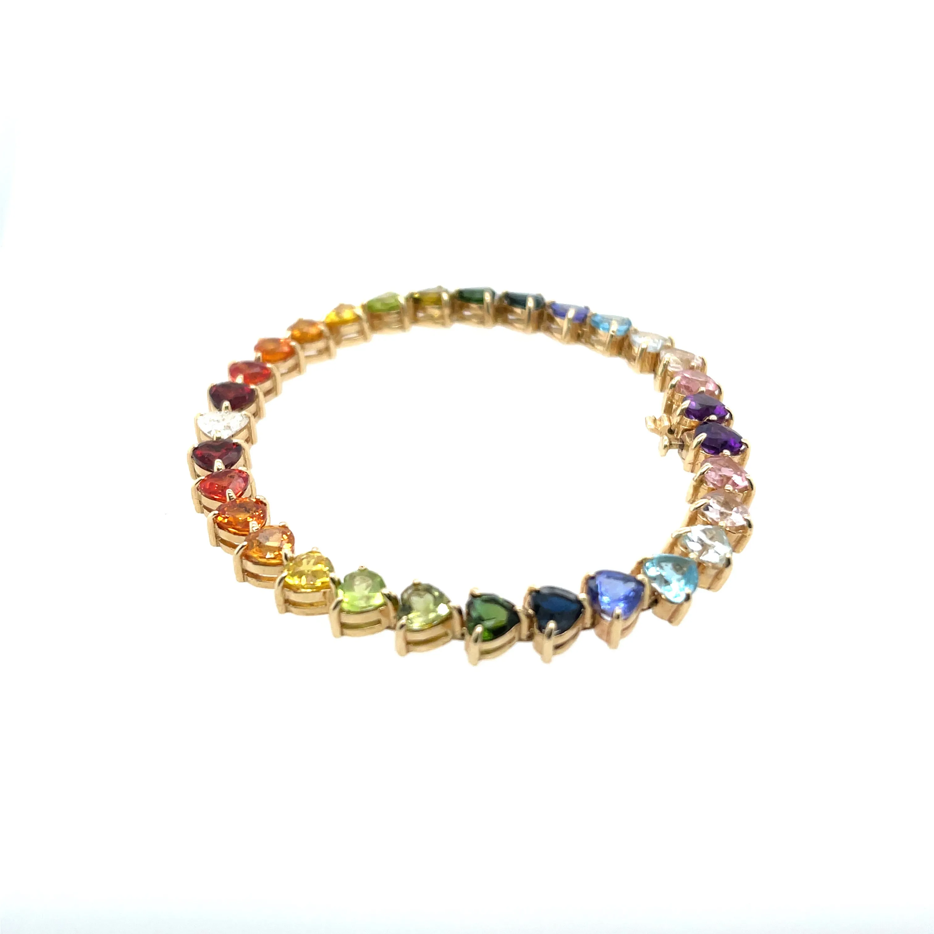 Ombré Rainbow Diamond Heart Tennis Bracelet