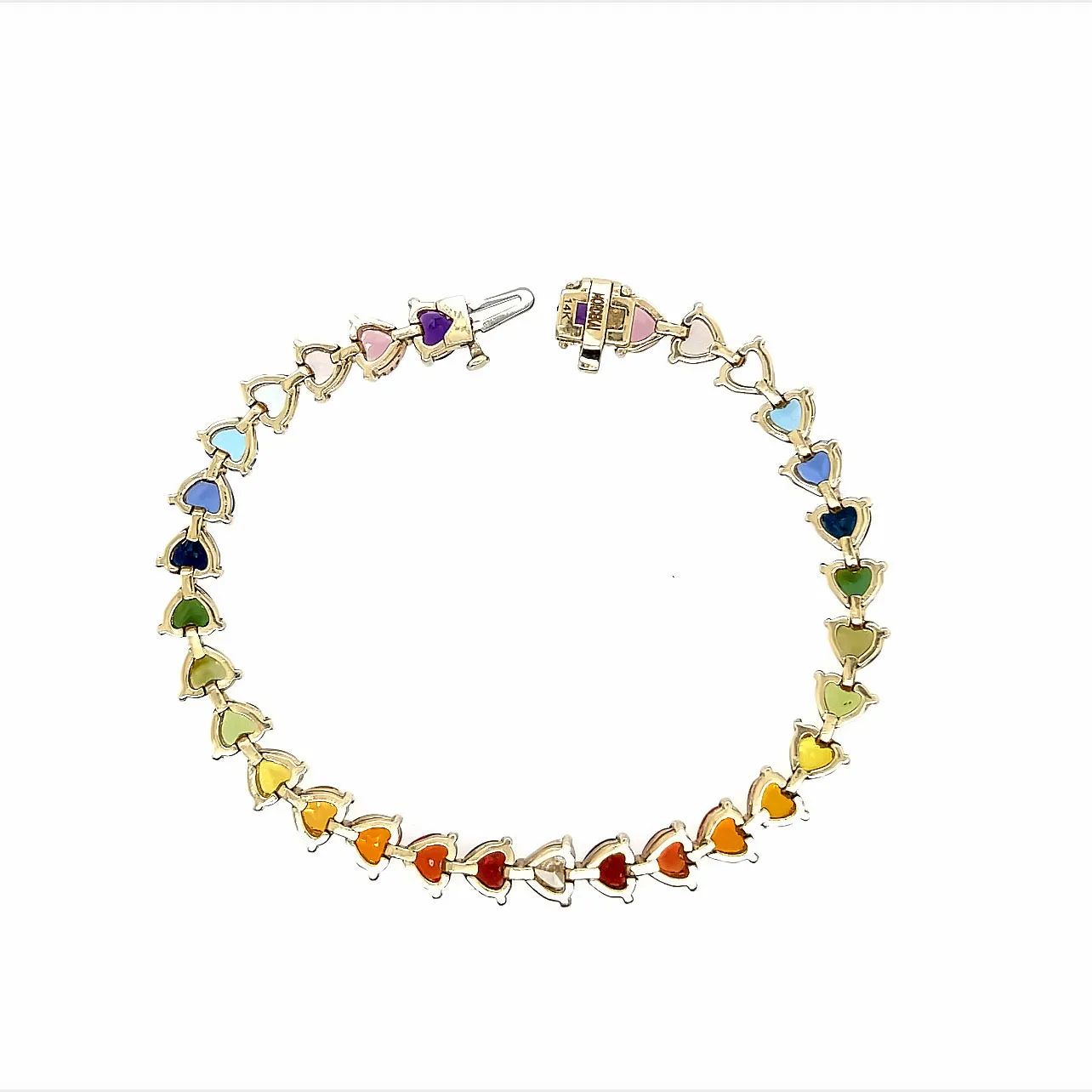 Ombré Rainbow Diamond Heart Tennis Bracelet