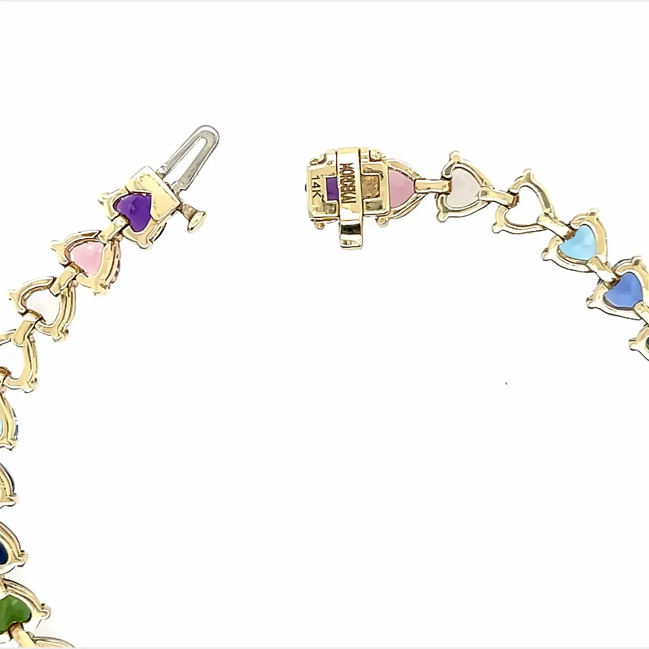 Ombré Rainbow Diamond Heart Tennis Bracelet