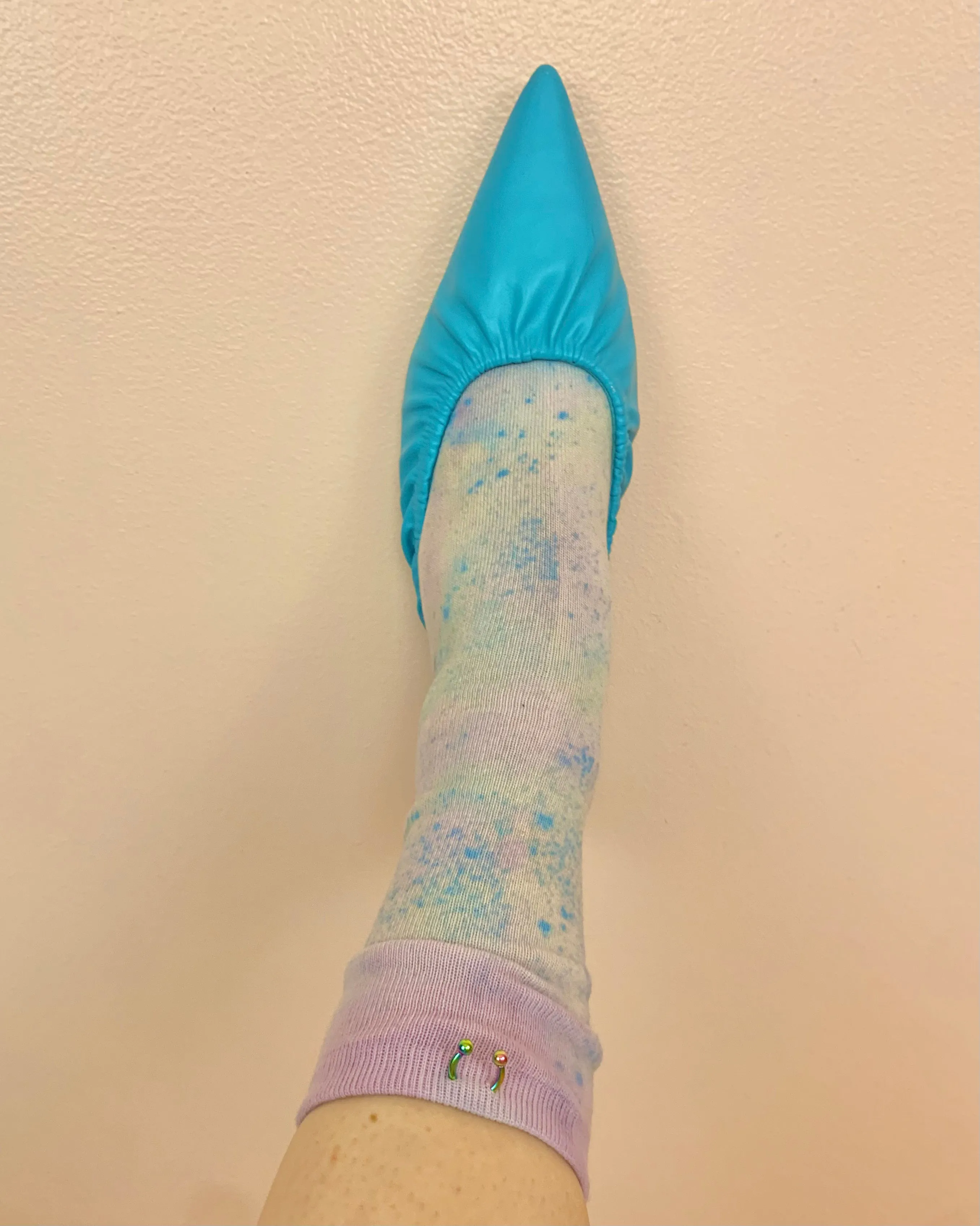 Pierced blue jaw breaker socks