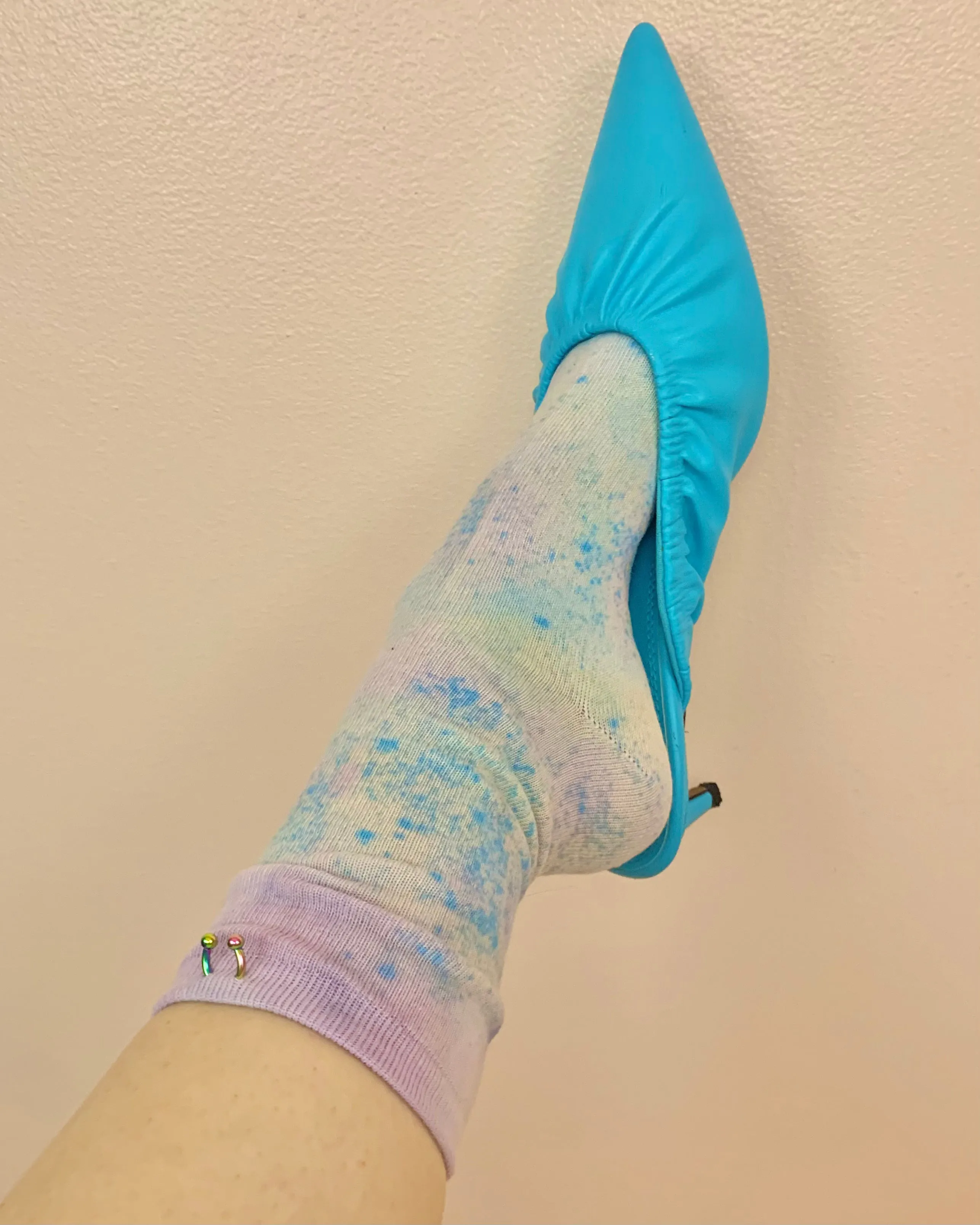 Pierced blue jaw breaker socks