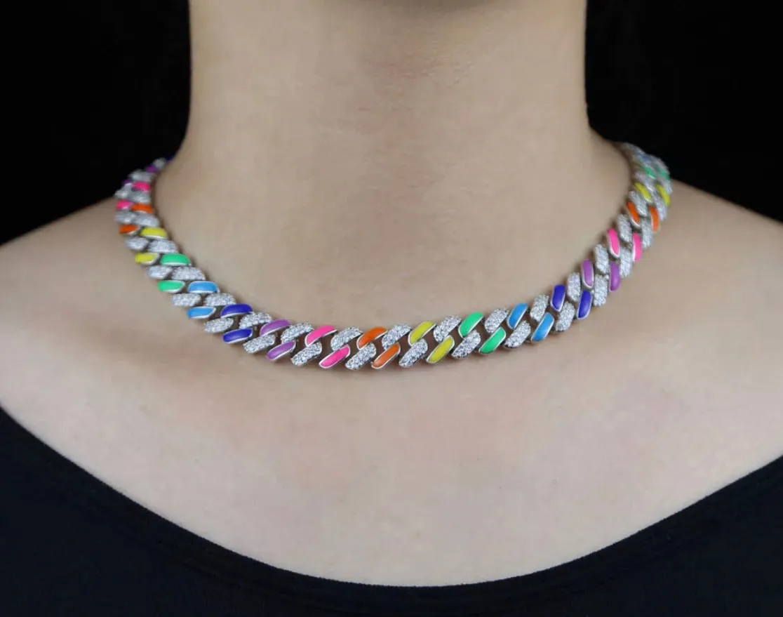 Rainbow Cuban link necklace - Google SEO result: Colorful Cuban link necklace