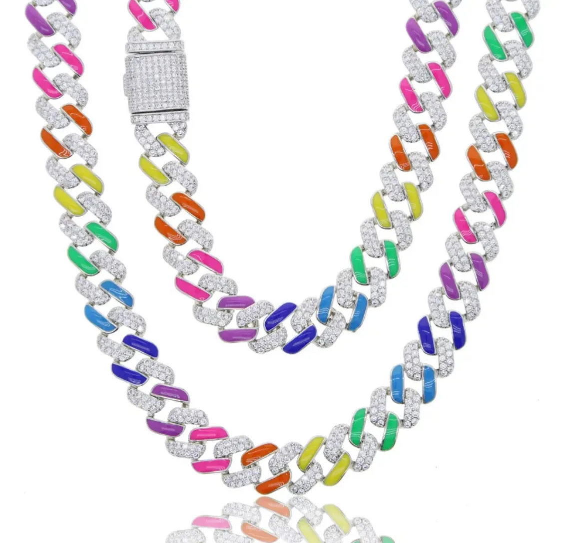 Rainbow Cuban link necklace - Google SEO result: Colorful Cuban link necklace