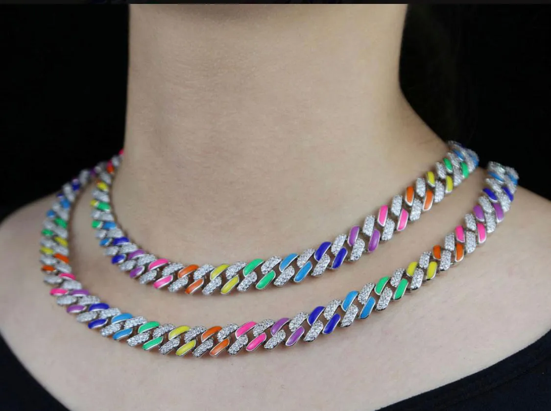 Rainbow Cuban link necklace - Google SEO result: Colorful Cuban link necklace