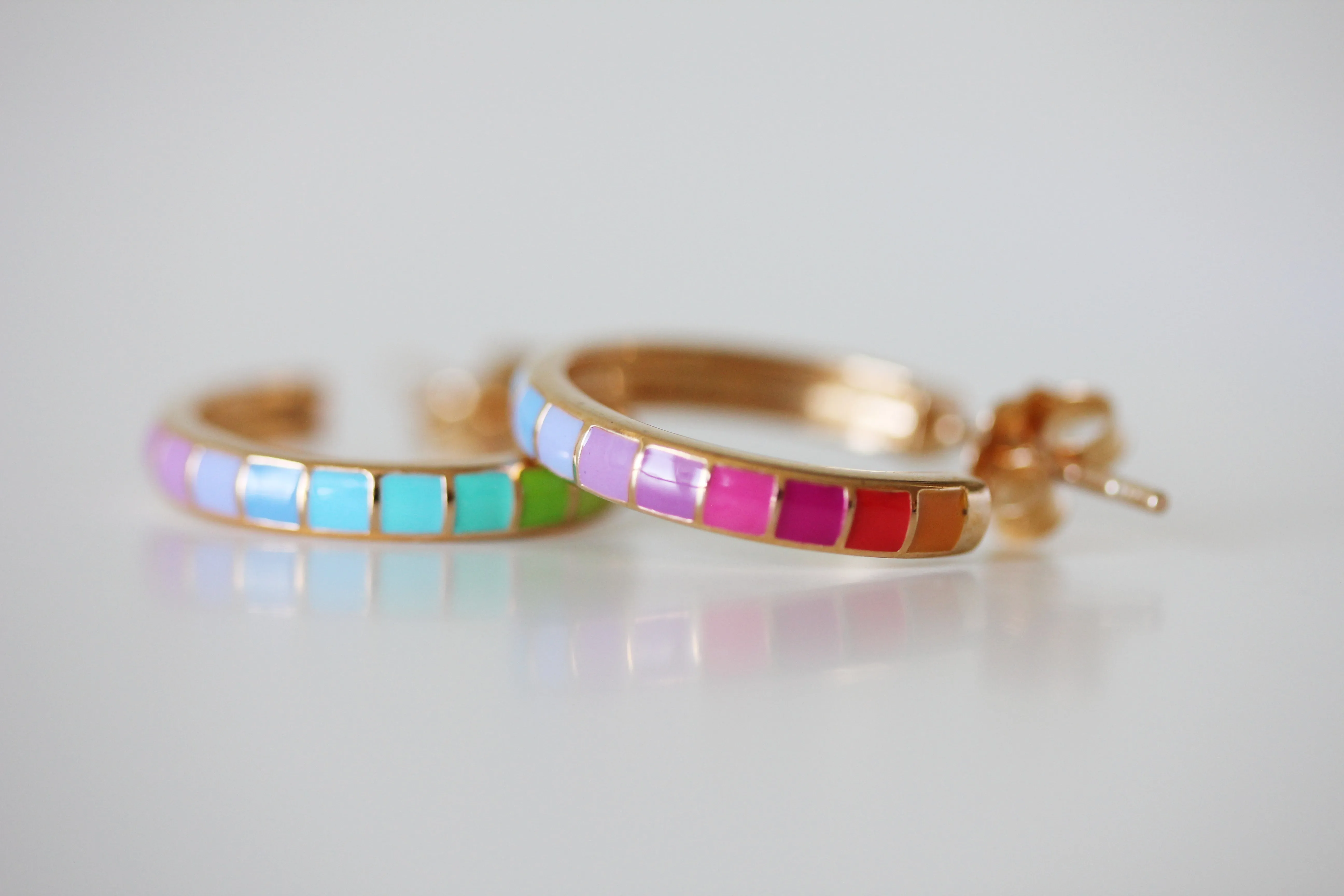 Rainbow Enamelled Hoops