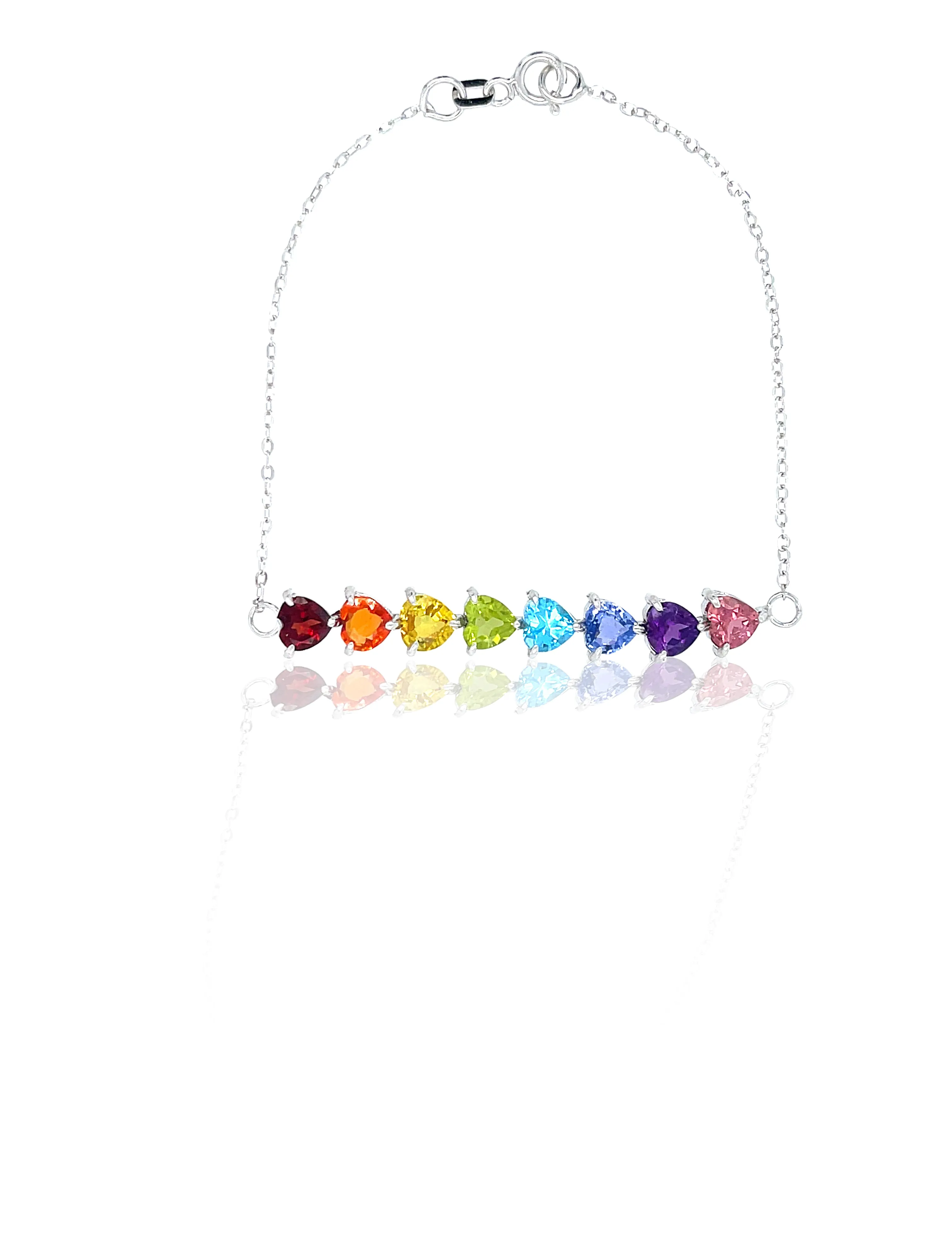 Rainbow heart chain bracelet