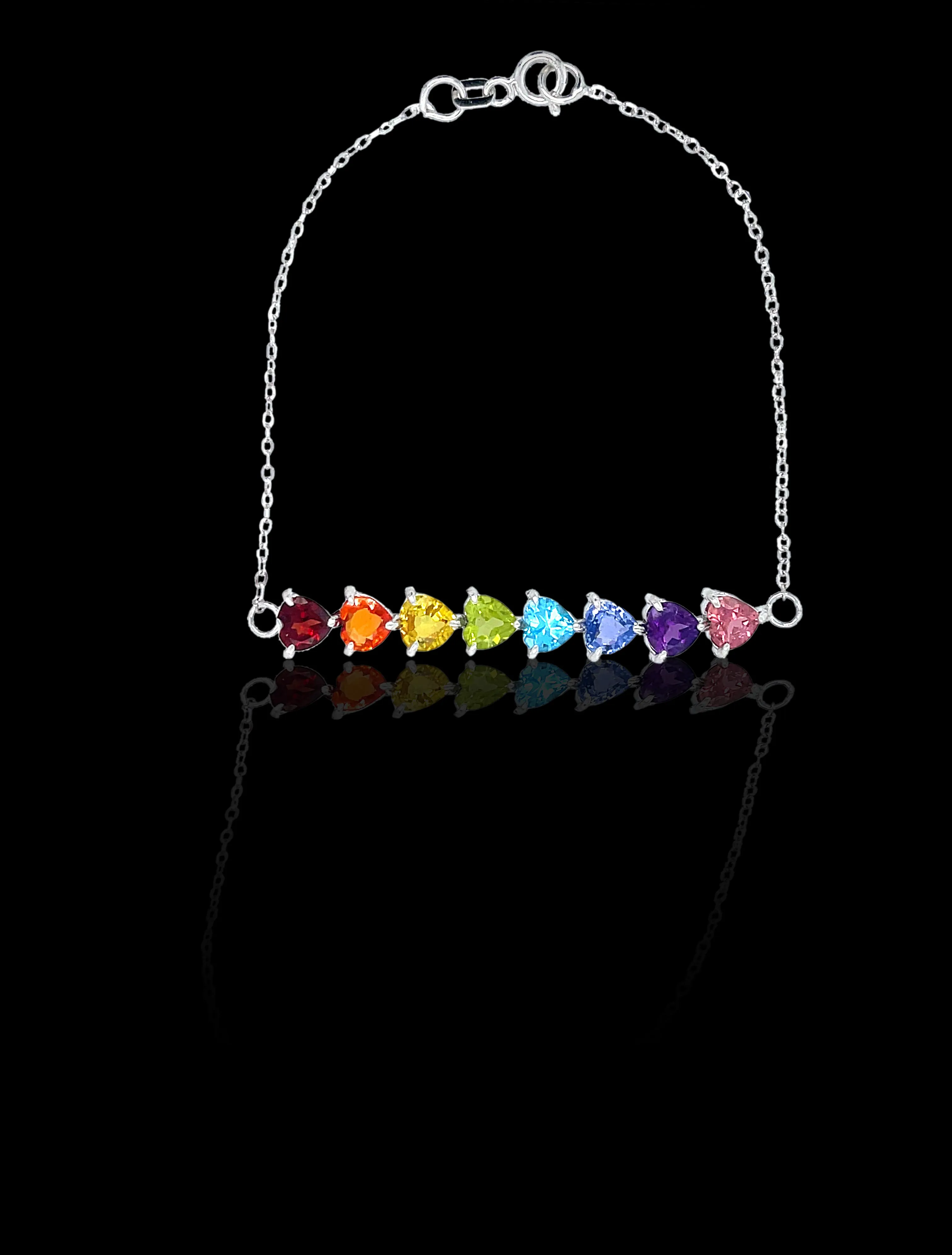 Rainbow heart chain bracelet