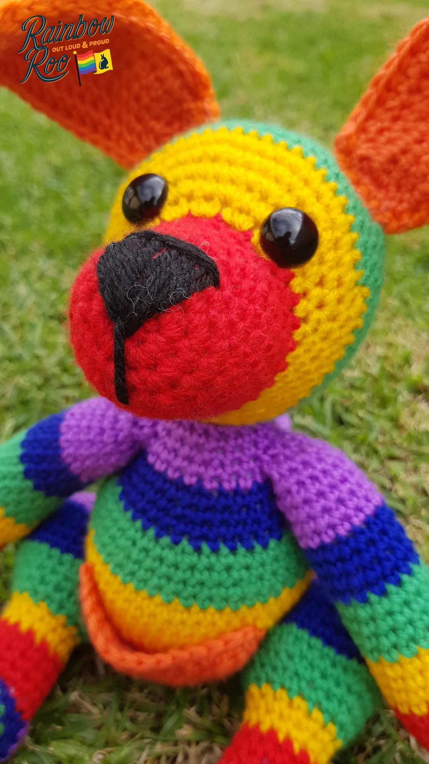 Rainbow Kangaroo Crochet CC001 - Shop now for vibrant crocheted kangaroo toys.