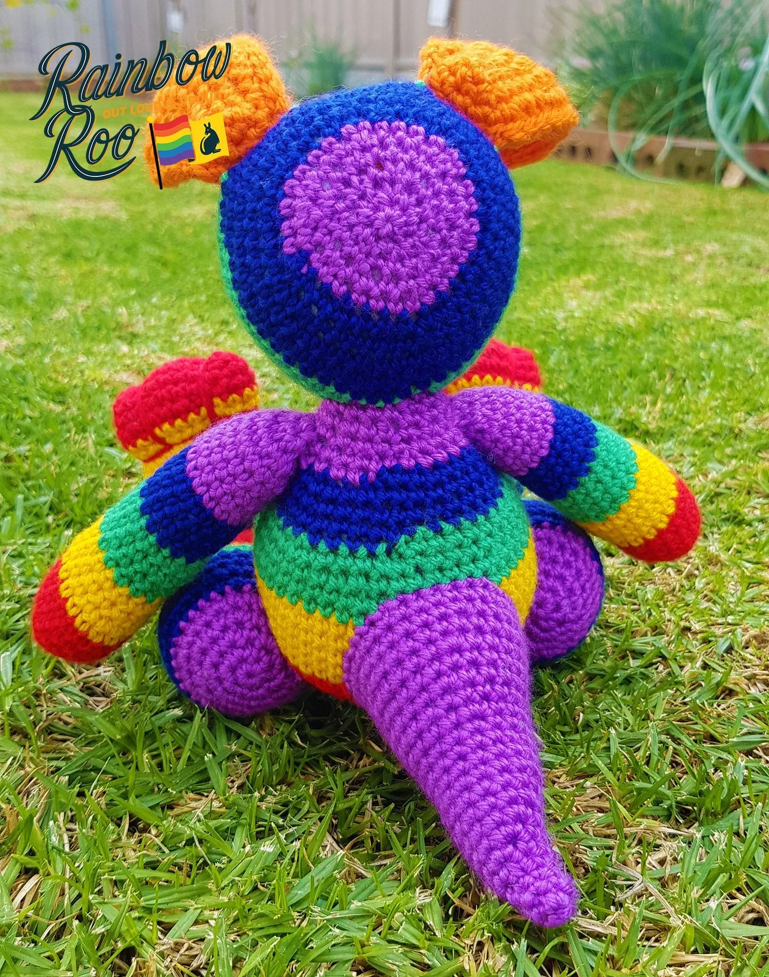 Rainbow Kangaroo Crochet CC001 - Shop now for vibrant crocheted kangaroo toys.