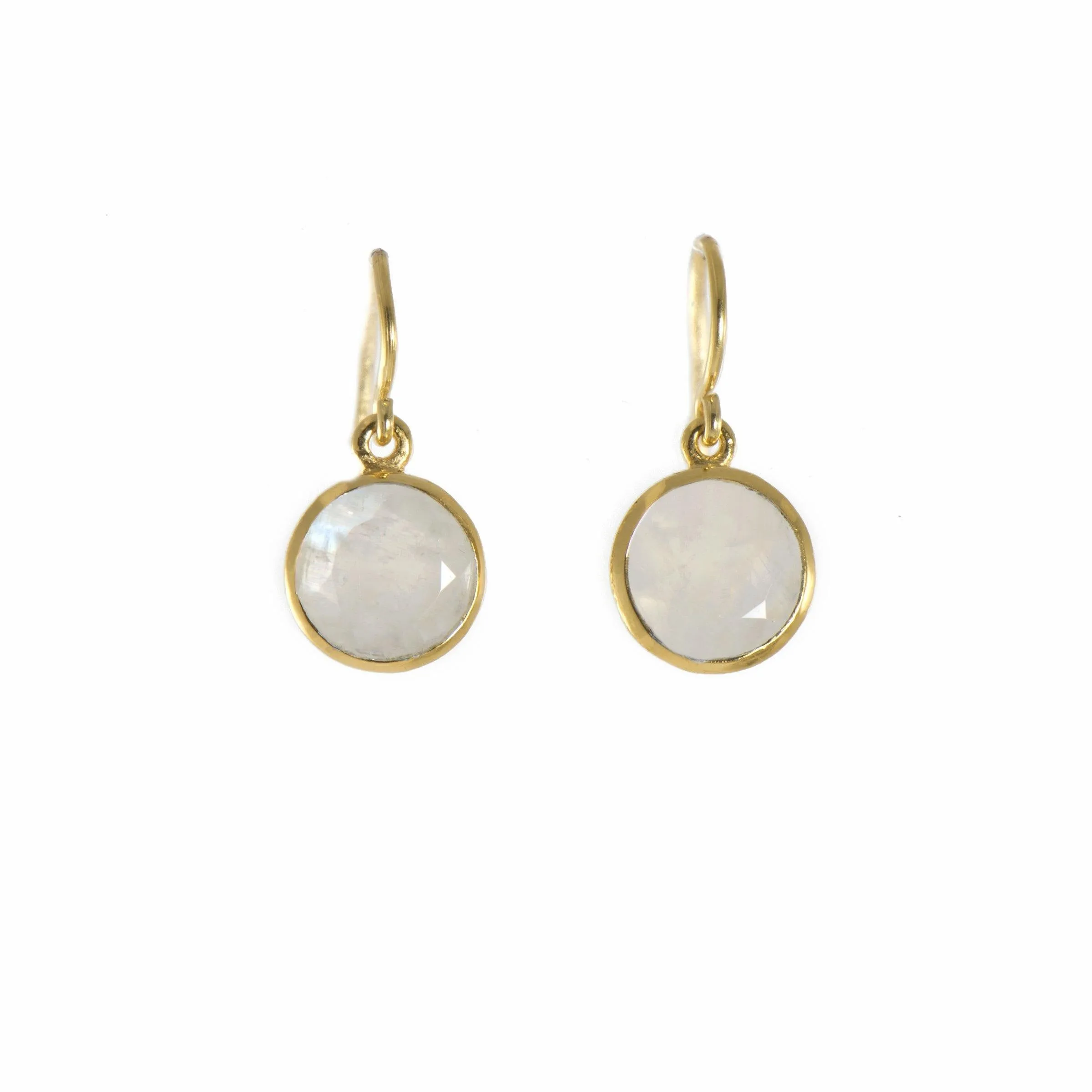 Rainbow Moonstone Earrings with Faceted Round Design