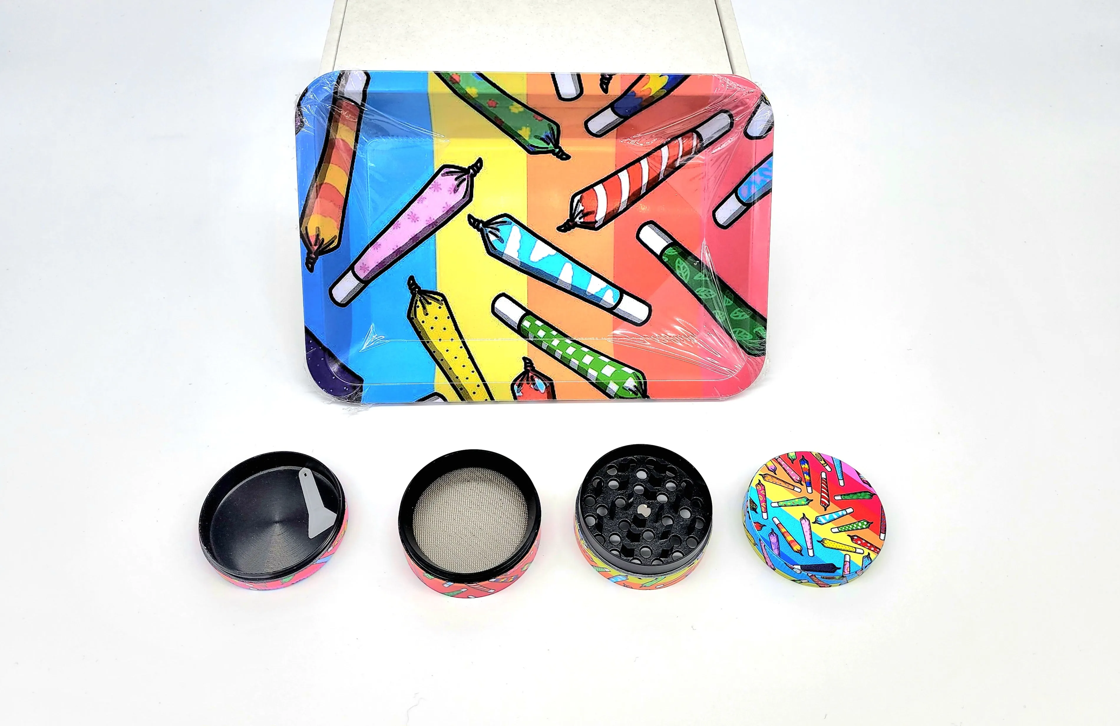 Rainbow Rolling Tray and Grinder Set