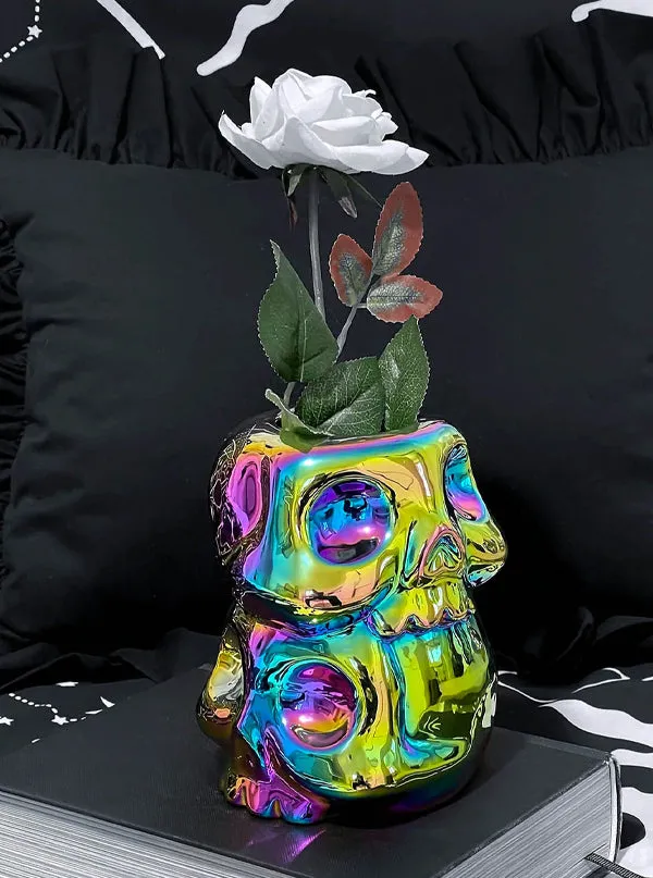 Rainbow Skulls Vase - Exquisite and Colorful Skull-themed Decor