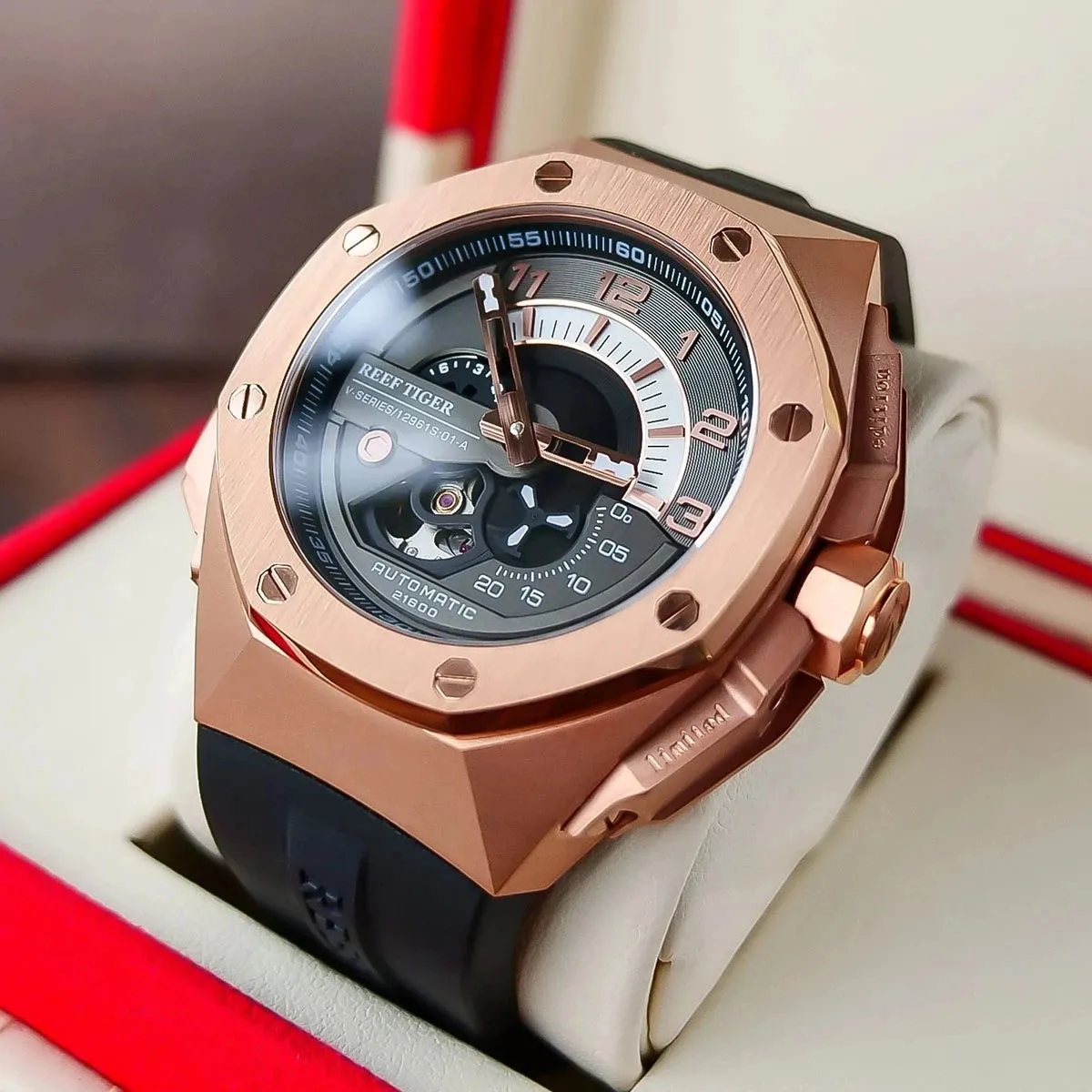 Rubber Strap Luminous Hand Waterproof Automatic Mechanical Watch