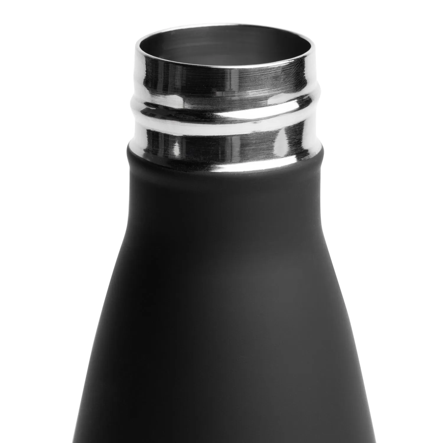 Stainless Steel 500ml Double Wall Rubberized Black Touch Bottle