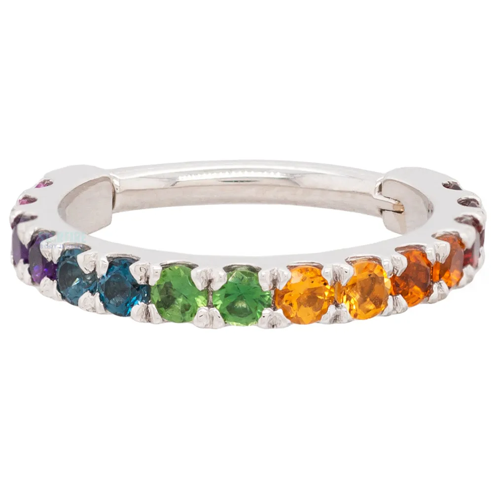 Telesto Hinge Ring in Gold with Rainbow in Genuine Gemstones