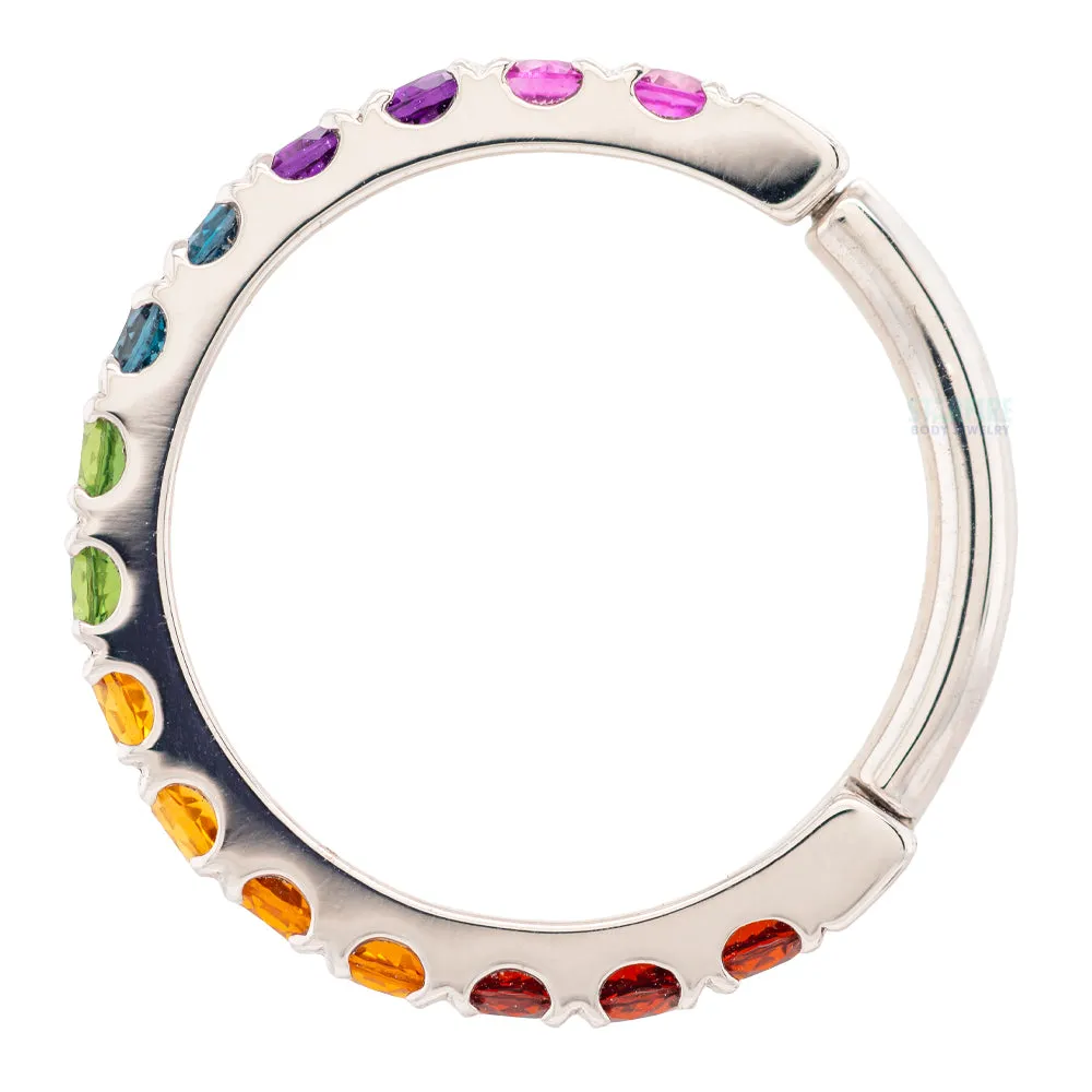 Telesto Hinge Ring in Gold with Rainbow in Genuine Gemstones