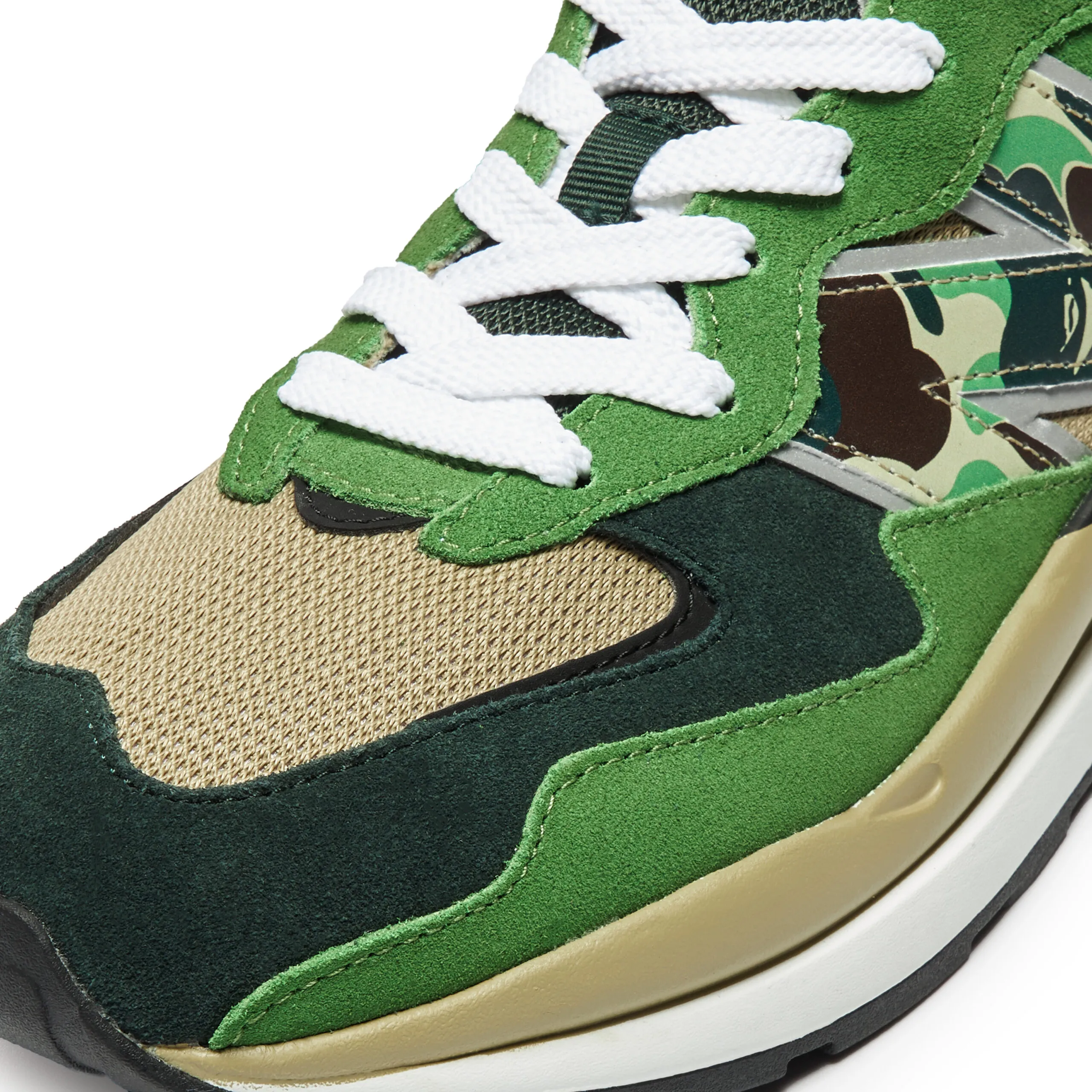 The BAPE x New Balance 57/40 in Signature Green ABC Camo Is an Online Exclusive