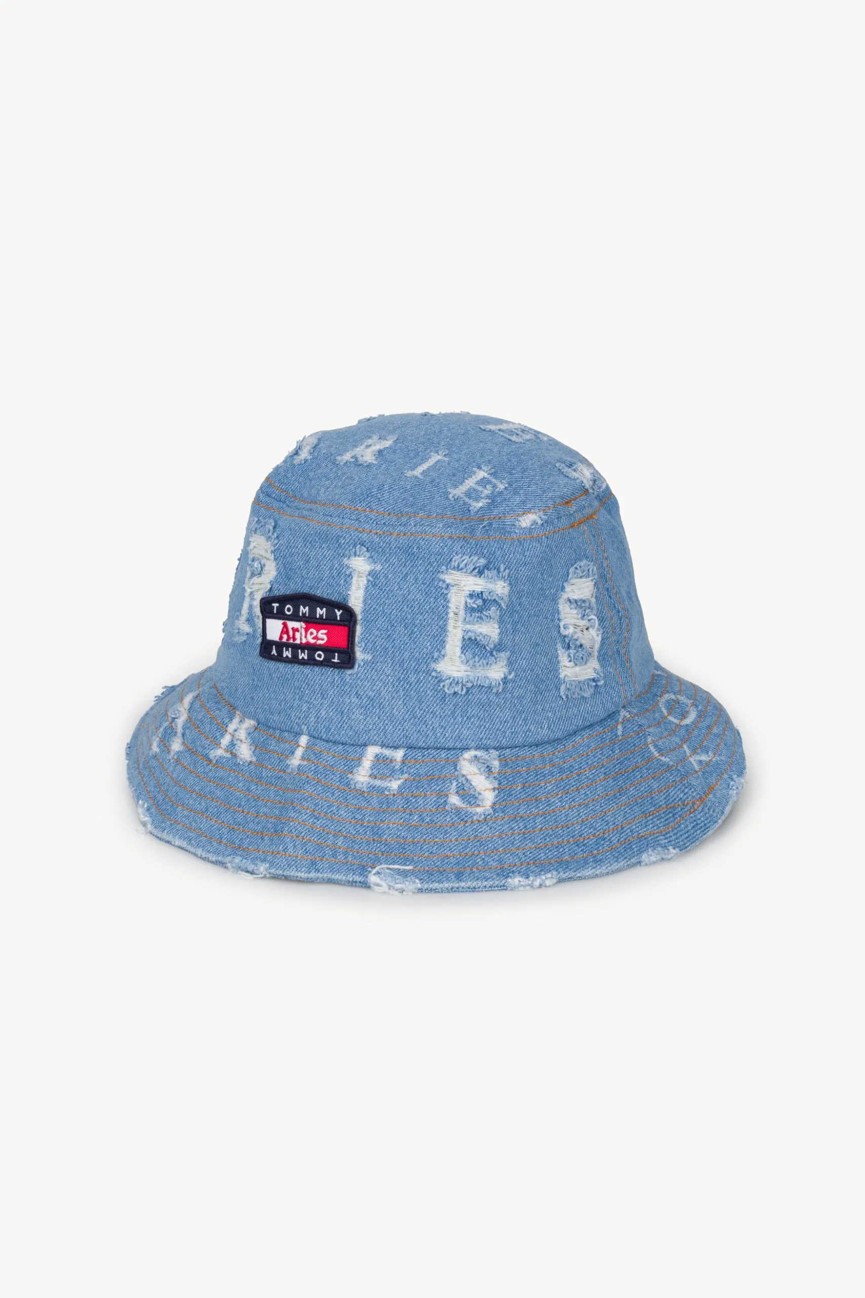 Tommy Aries Logo Denim Hat - Destroyed Style