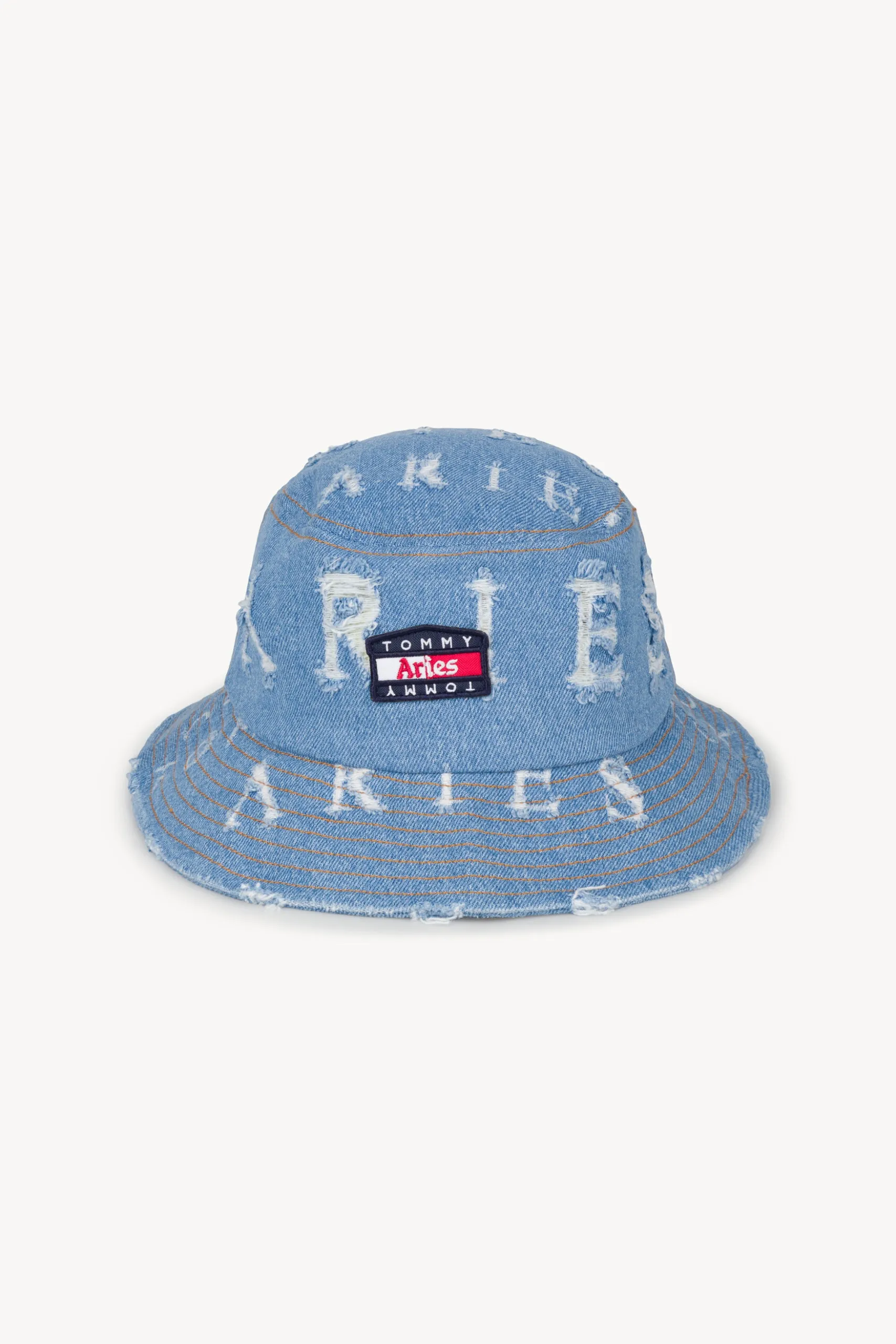 Tommy Aries Logo Denim Hat - Destroyed Style