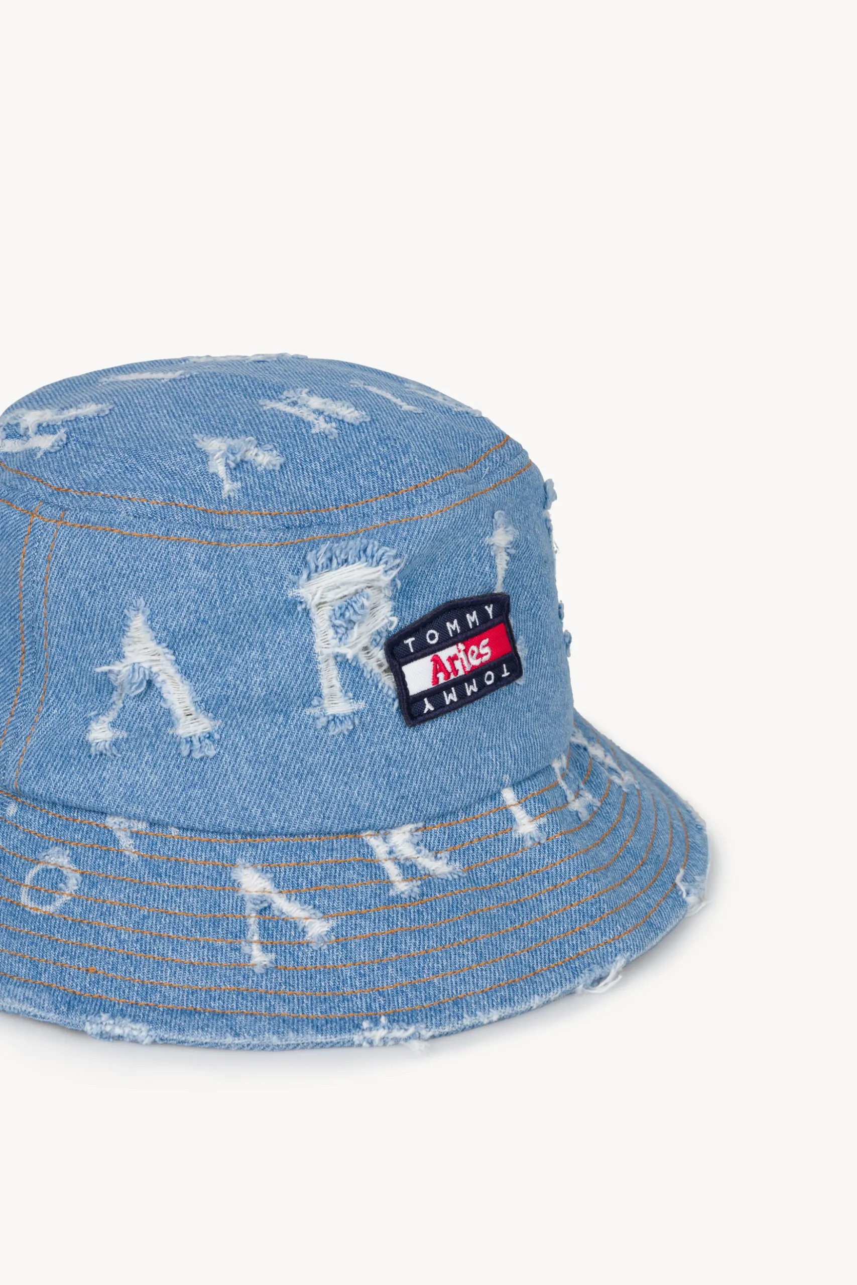 Tommy Aries Logo Denim Hat - Destroyed Style