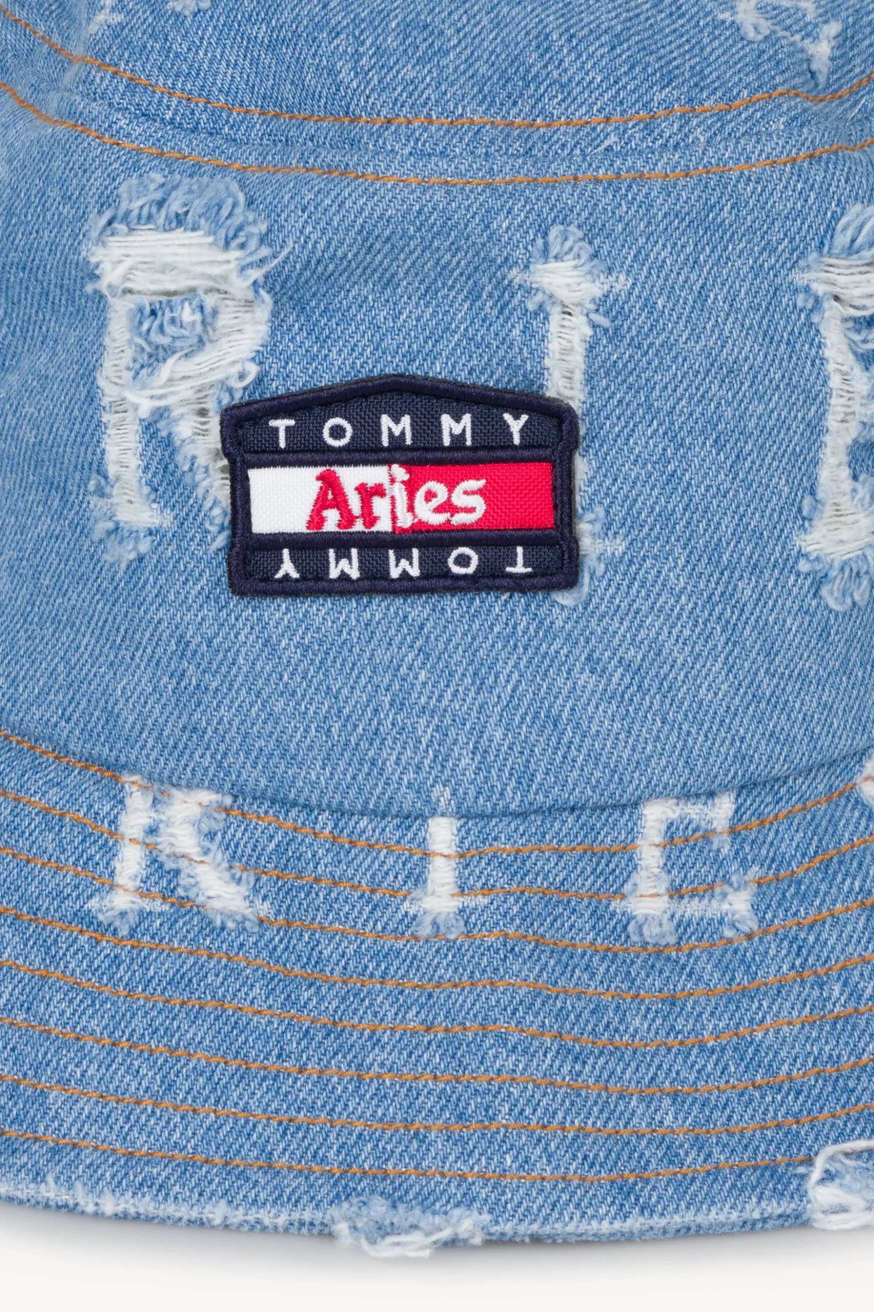 Tommy Aries Logo Denim Hat - Destroyed Style