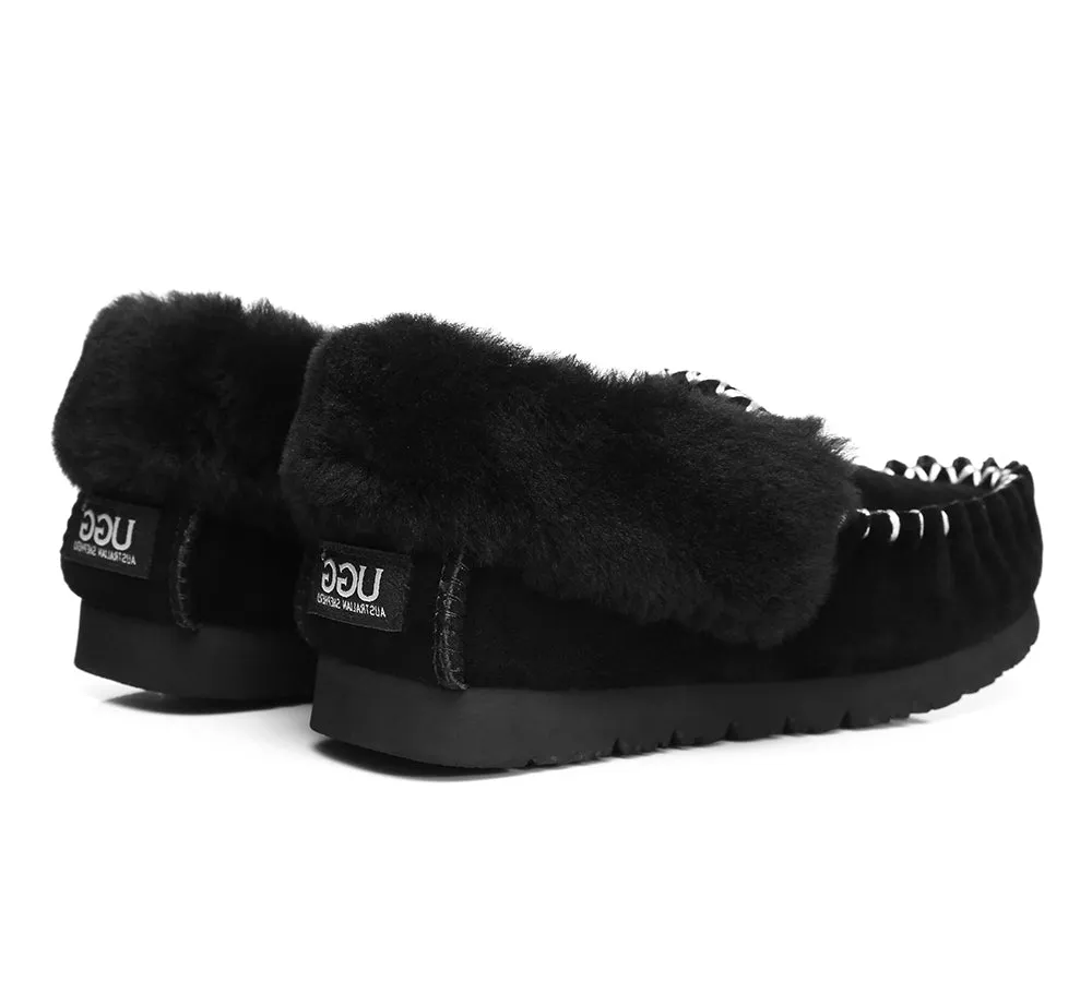 UGG men's ankle sheepskin slippers - Australian Shepherd Popo moccasins, big size.