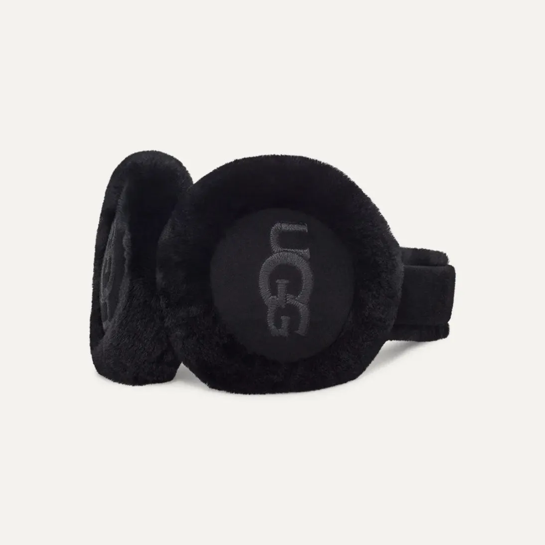 UGG Sheepskin Embroidery Earmuff Black