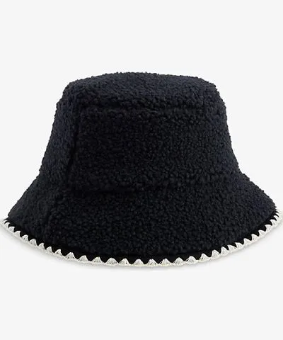 Ugg Womens Black Scalloped-brim borg bucket hat