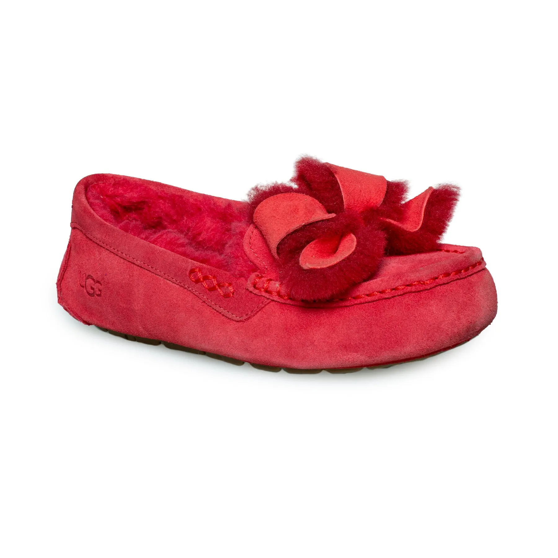 UGG Women's Red Slippers with Bow Ribbon, Ansley Heritage