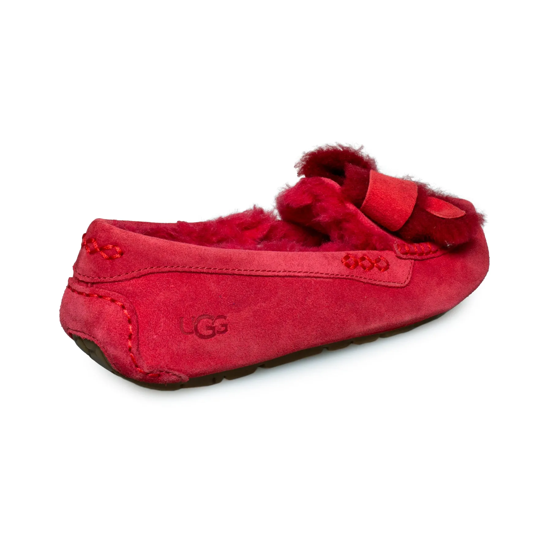 UGG Women's Red Slippers with Bow Ribbon, Ansley Heritage